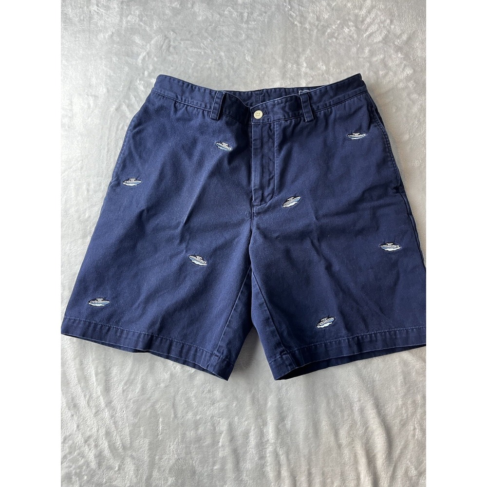 VINEYARD VINES Short Men 32 Navy Pocket Twill Embroidered Boat All Over Print